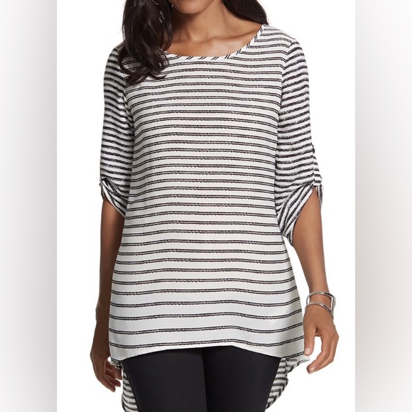 Chico’s Chyna Dual Striped Top - Picture 1 of 8